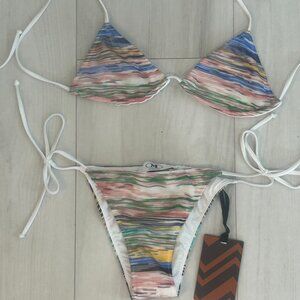 Missoni Stripe 2 Piece Triangle Halter Bikini Size 38/ 40 IT US XS/S NWT